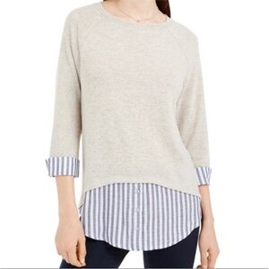 NWT BCX faux-layered sweater with 3/4 sleeves with cuffs size large juniors